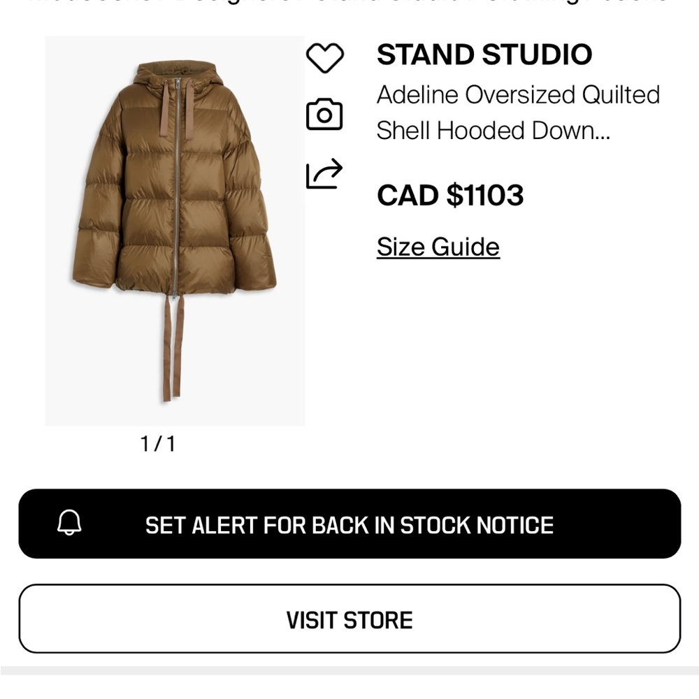 Stand Studio down filled puffer hooded jacket oversize size S-XL see measurement - Picture 11 of 11